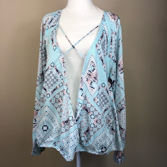 Umgee USA Print Surplice Top S - Picture 1 of 7